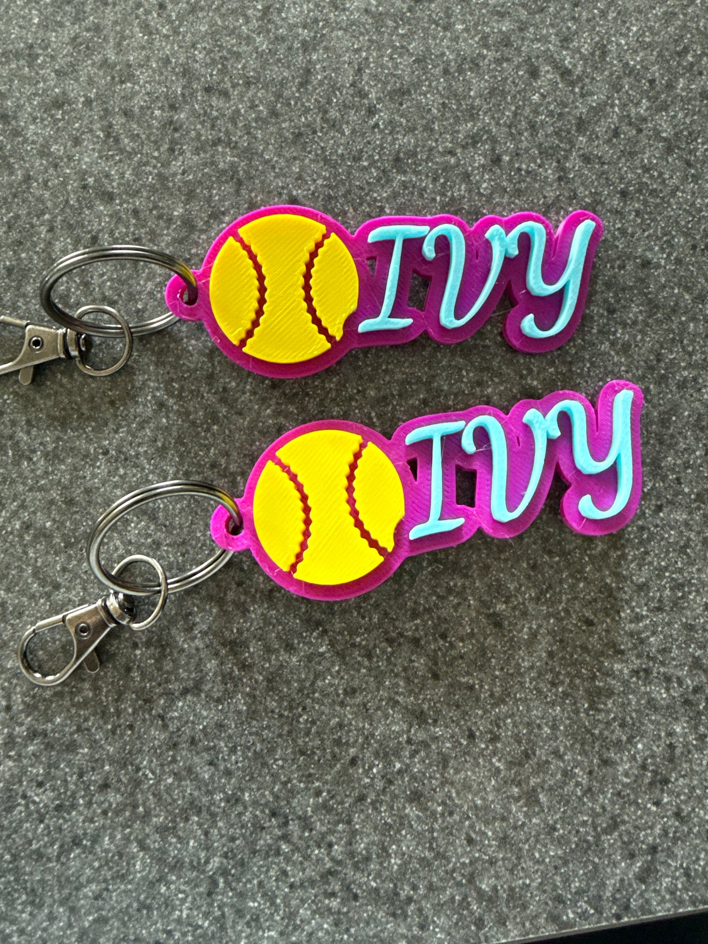 Custom 3D Printed Softball Name Keychain – Personalized Gift for Players & Teams