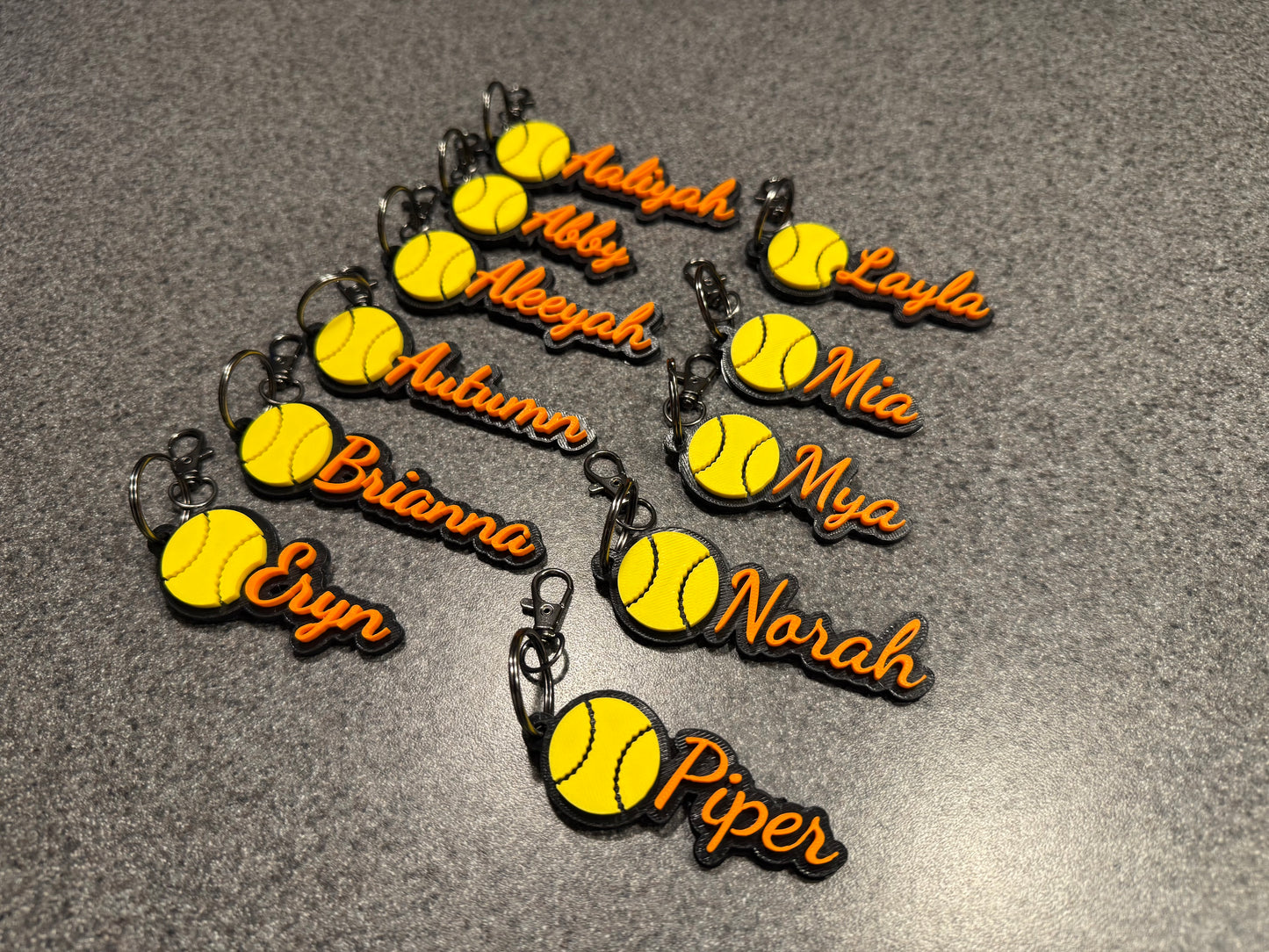Custom 3D Printed Softball Name Keychain – Personalized Gift for Players & Teams