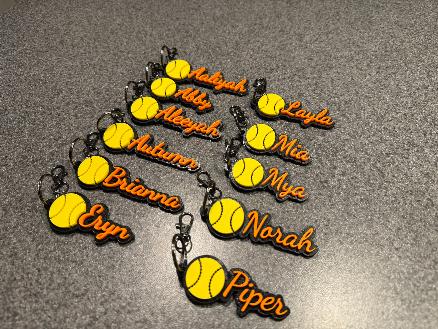 Custom 3D Printed Softball Name Keychain – Personalized Gift for Players & Teams