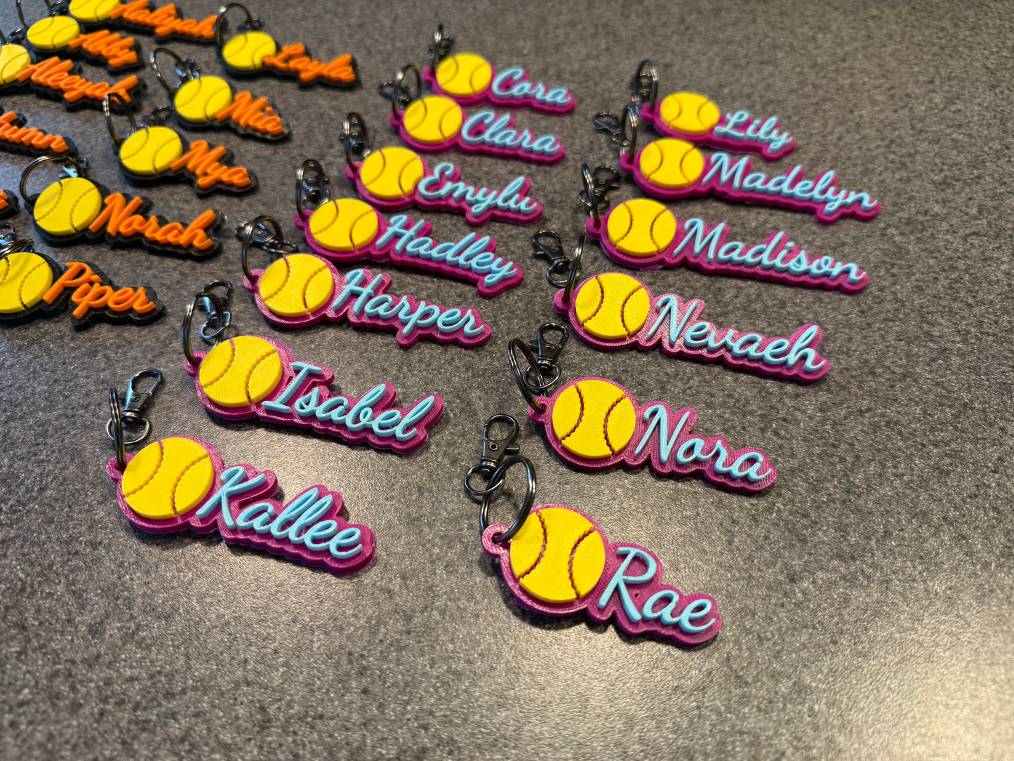 Custom 3D Printed Softball Name Keychain – Personalized Gift for Players & Teams