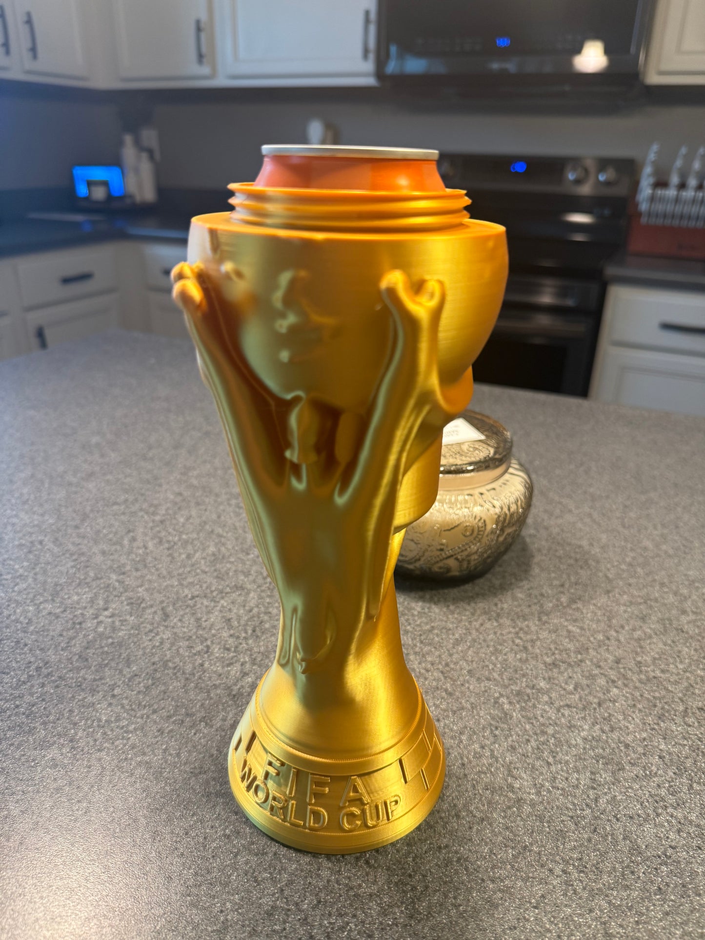 FIFA World Cup Trophy Can Coozie – Gold PLA | 3D Printed