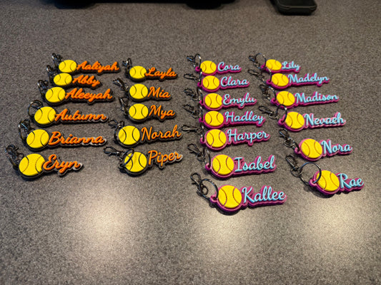 Custom 3D Softball Bag Tag | Personalized Sports Name Tag (Larger Size)