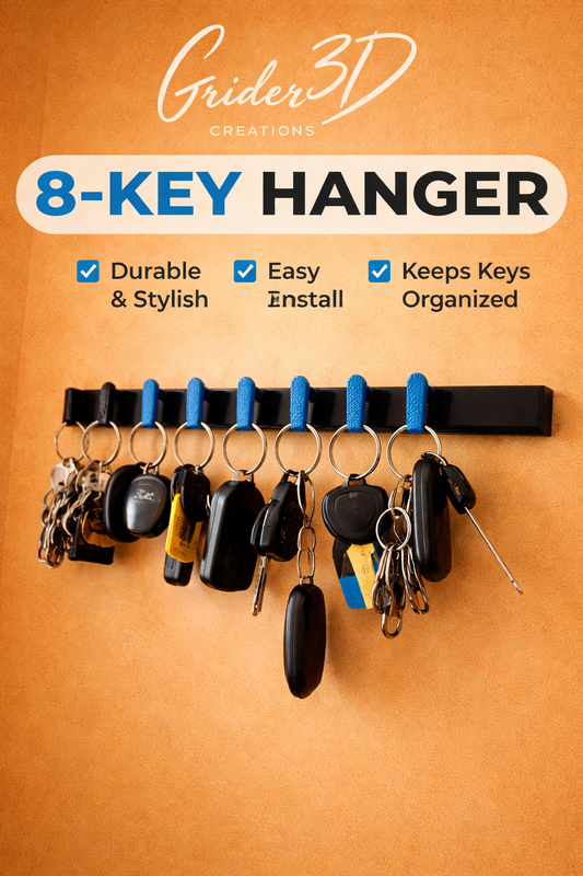 8-Key Wall Mount Key Holder – Custom Color Options for Garage & Shop Organization