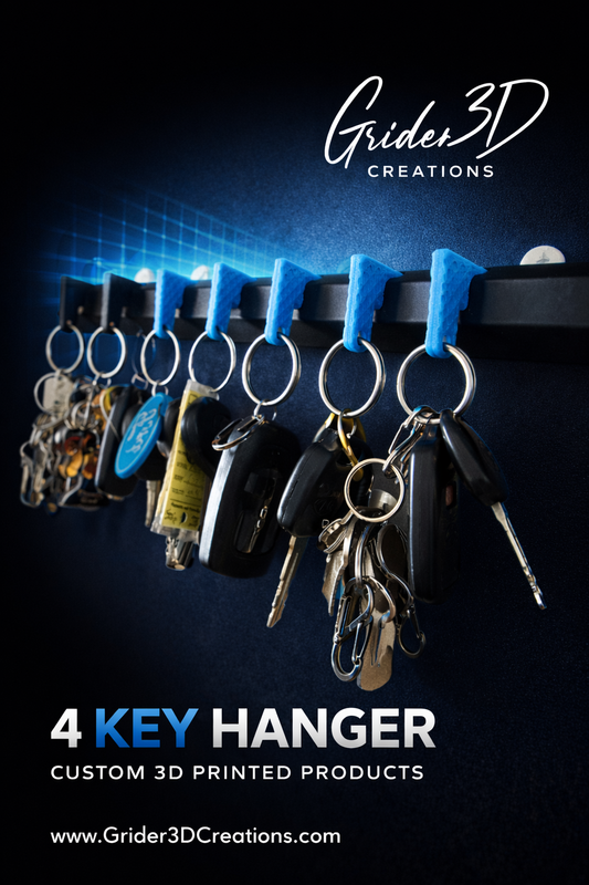 4-Key Wall Mount Key Holder – Custom Color Options for Garage & Shop Organization