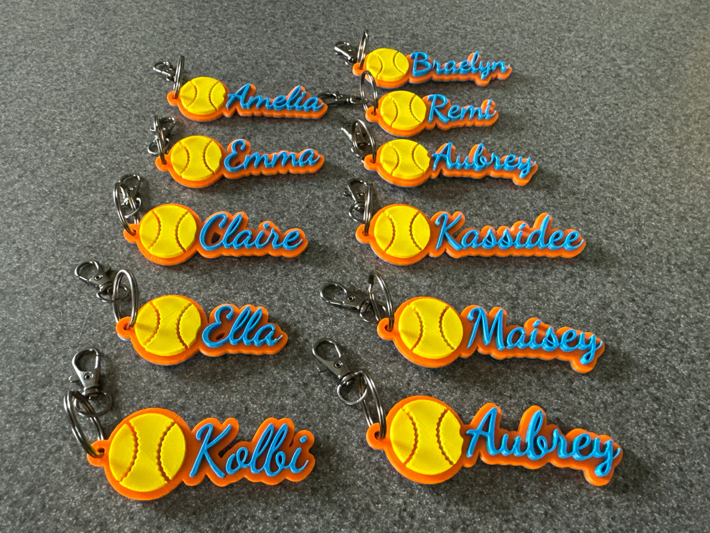 Custom 3D Printed Softball Name Keychain – Personalized Gift for Players & Teams