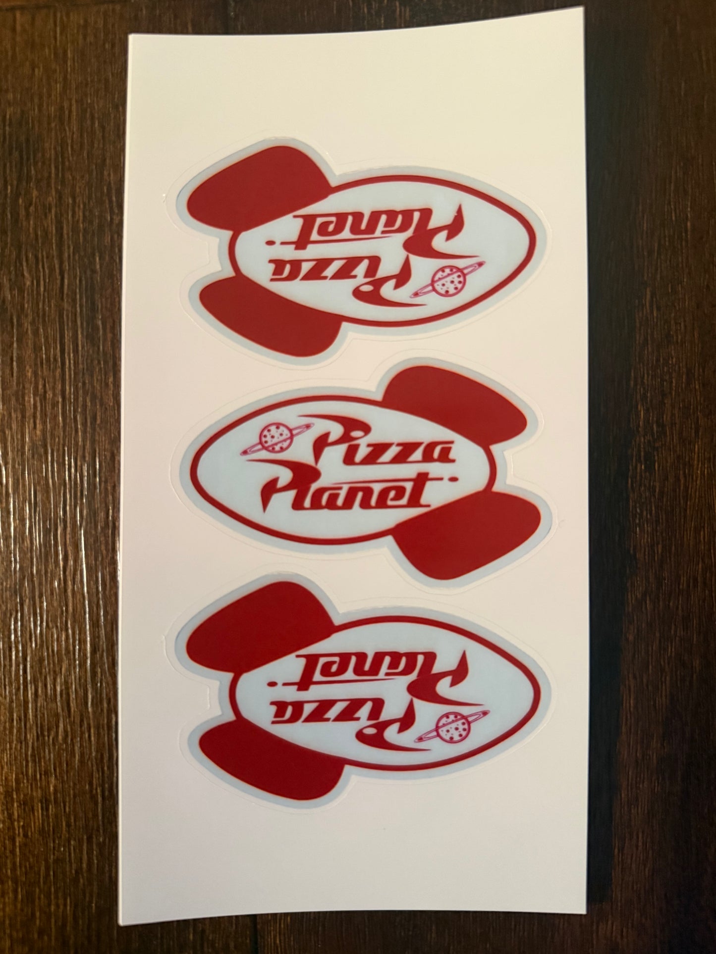 Pizza Planet Vinyl Sticker Sheet – 3 Pack (3” x 2” Each)