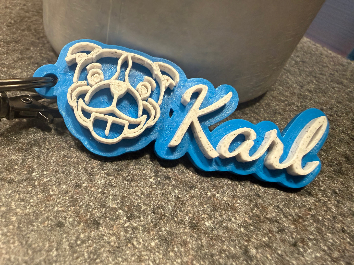 Custom 3D Dog Face Keychain | Personalized Pet Name Tag