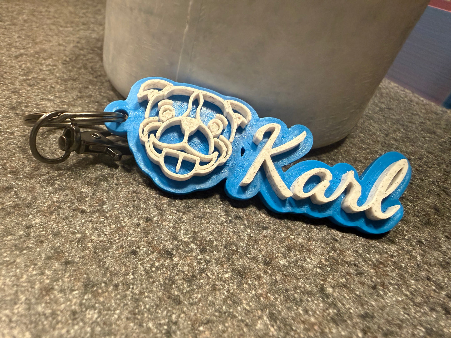 Custom 3D Dog Face Keychain | Personalized Pet Name Tag